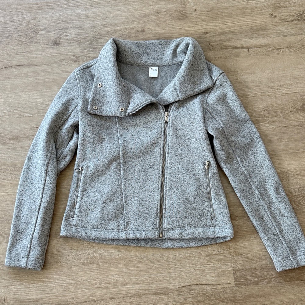 Old Navy Active Women’s Moto Asymmetrical Zip Jacket: Heather Gray